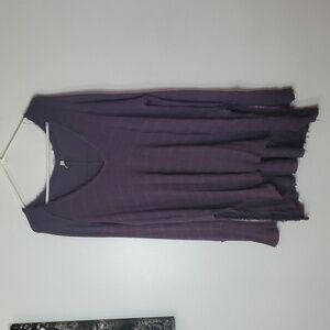 Free People Sunset Park Drippy Waffleknit Flowy Thermal Size Large Grey Red